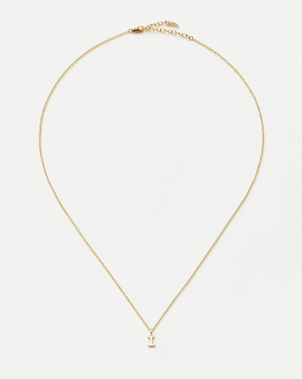 Missoma Fine Initial Mini Pendant Necklace - I | 14ct Yellow Gold Necklace