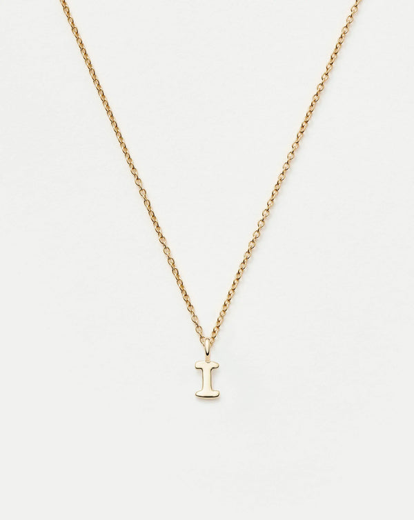 missoma Fine Initial Mini Pendant Necklace - I | 14ct Yellow Gold Necklace