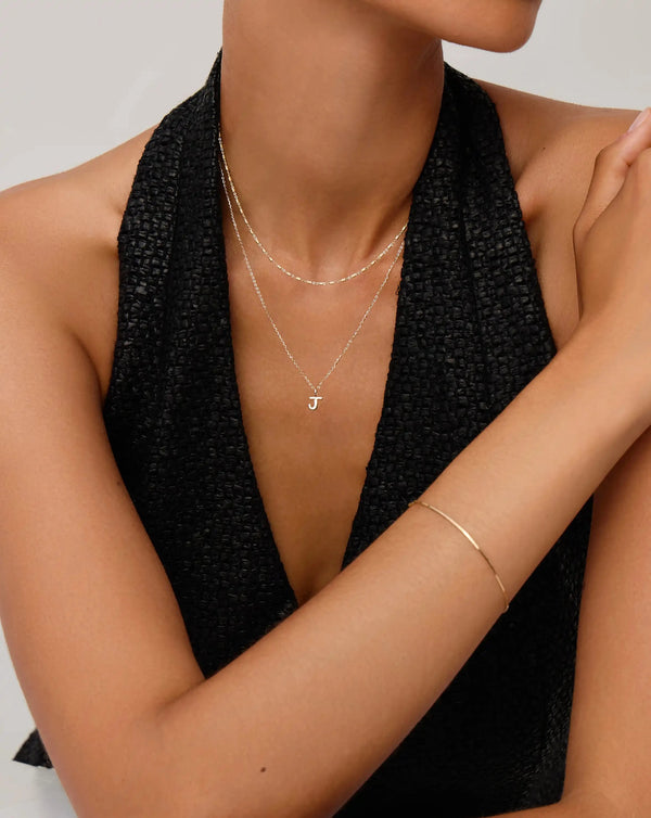Missoma Fine Initial Mini Pendant Necklace - J | 14ct Yellow Gold Necklace