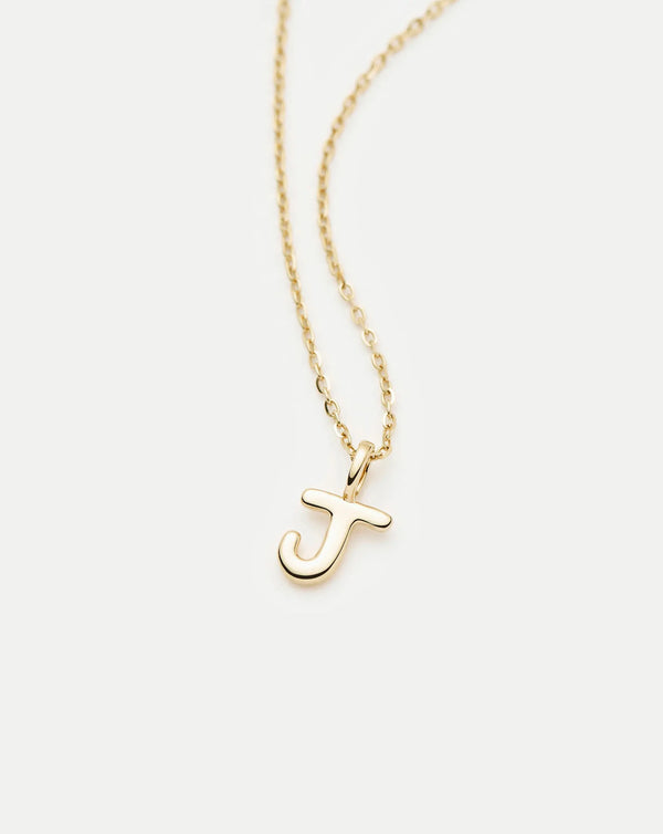 Missoma Fine Initial Mini Pendant Necklace - J | 14ct Yellow Gold Necklace