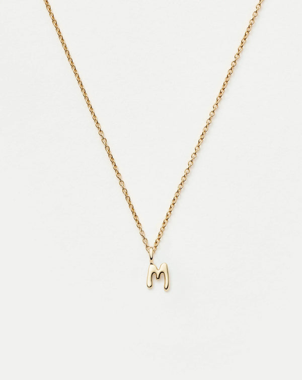 missoma Fine Initial Mini Pendant Necklace - M | 14ct Yellow Gold Necklace
