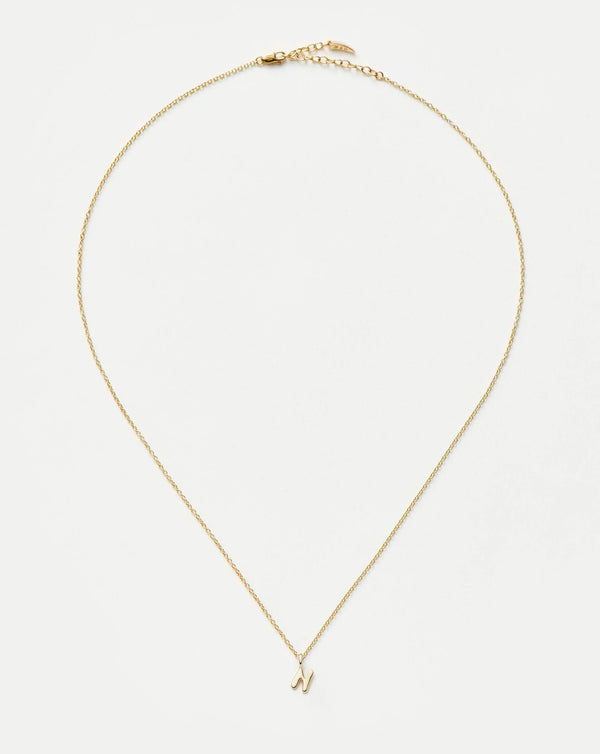 Missoma Fine Initial Mini Pendant Necklace - N | 14ct Yellow Gold Necklace
