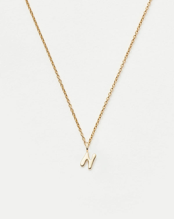 missoma Fine Initial Mini Pendant Necklace - N | 14ct Yellow Gold Necklace