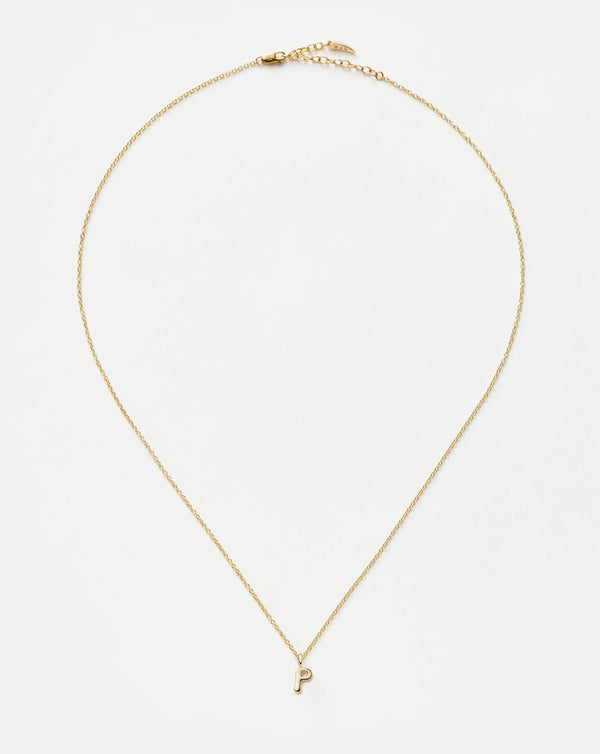Missoma Fine Initial Mini Pendant Necklace - P | 14ct Yellow Gold Necklace