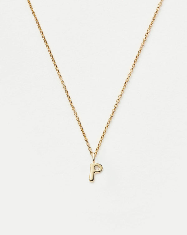 missoma Fine Initial Mini Pendant Necklace - P | 14ct Yellow Gold Necklace