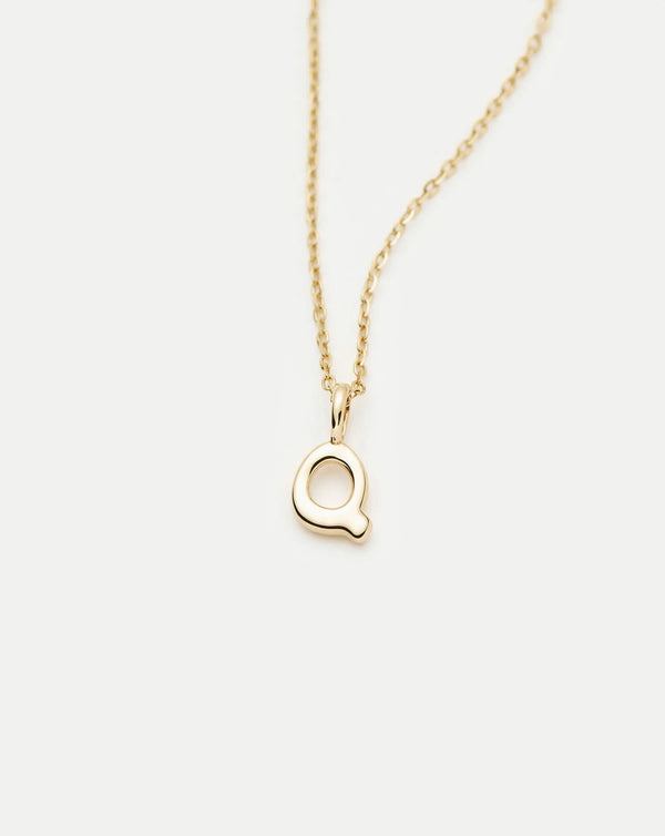 Missoma Fine Initial Mini Pendant Necklace - Q | 14ct Yellow Gold Necklace