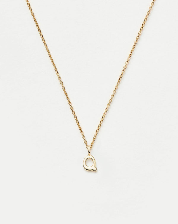 missoma Fine Initial Mini Pendant Necklace - Q | 14ct Yellow Gold Necklace