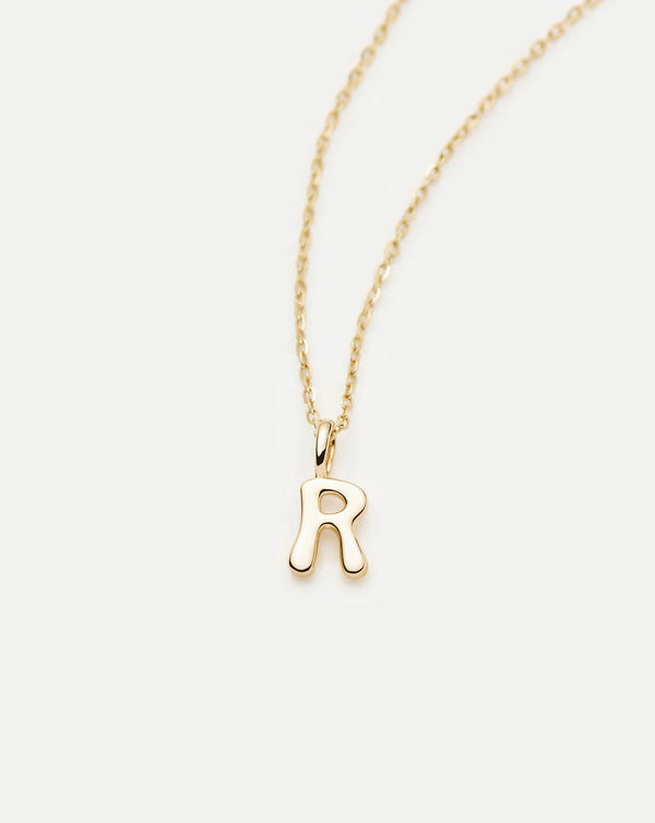 Missoma Fine Initial Mini Pendant Necklace - R | 14ct Yellow Gold Necklace