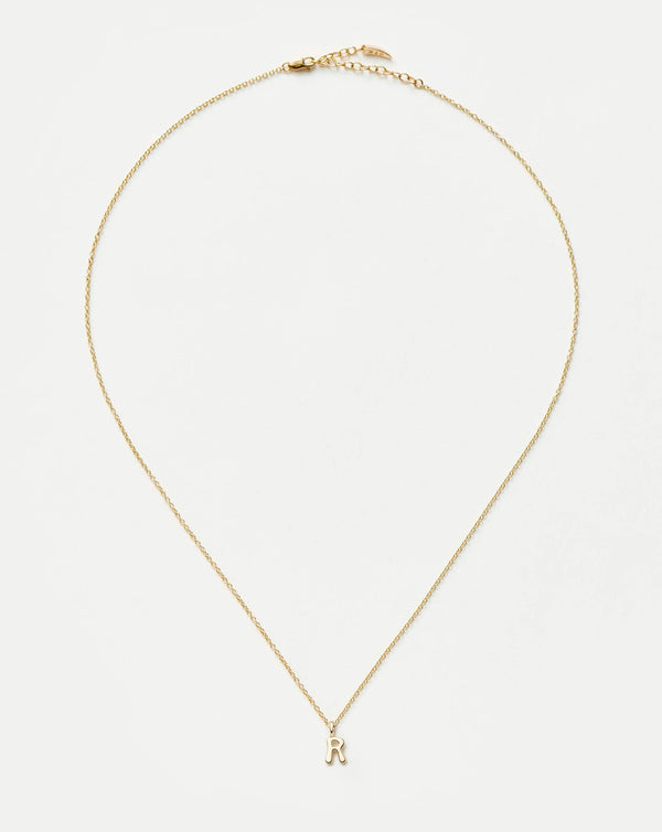 Missoma Fine Initial Mini Pendant Necklace - R | 14ct Yellow Gold Necklace