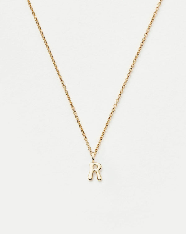 missoma Fine Initial Mini Pendant Necklace - R | 14ct Yellow Gold Necklace