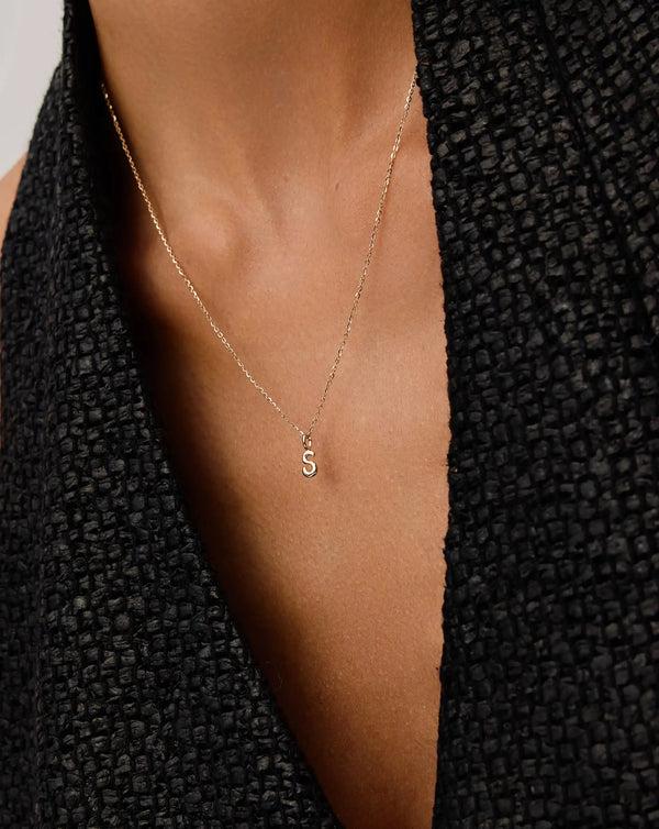 Missoma Fine Initial Mini Pendant Necklace - S | 14ct Yellow Gold Necklace
