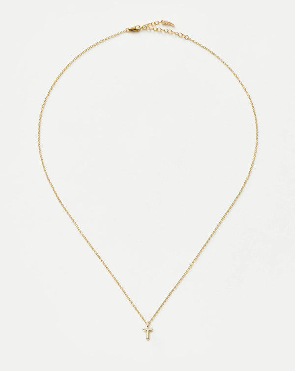 Missoma Fine Initial Mini Pendant Necklace - T | 14ct Yellow Gold Necklace