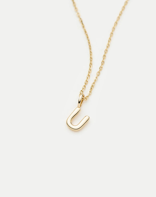 Missoma Fine Initial Mini Pendant Necklace - U | 14ct Yellow Gold Necklace