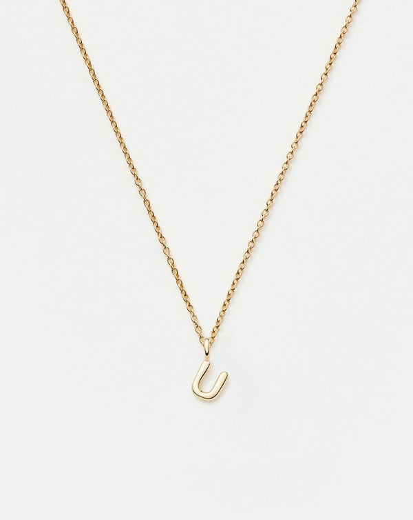missoma Fine Initial Mini Pendant Necklace - U | 14ct Yellow Gold Necklace