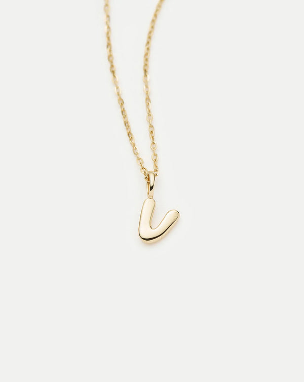 Missoma Fine Initial Mini Pendant Necklace - V | 14ct Solid Gold Necklaces