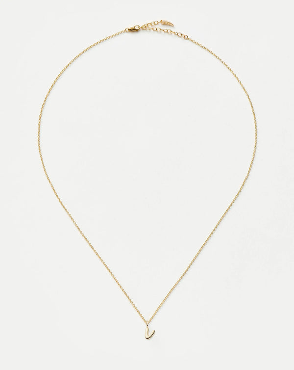 Missoma Fine Initial Mini Pendant Necklace - V | 14ct Solid Gold Necklaces