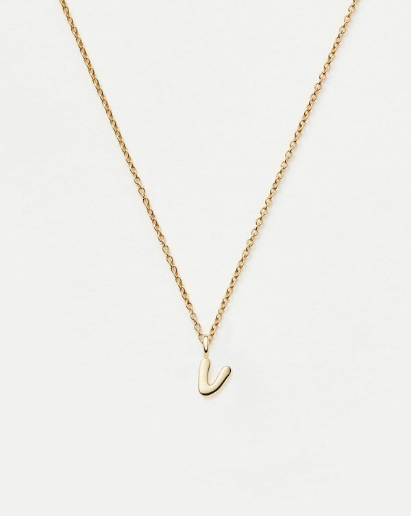missoma Fine Initial Mini Pendant Necklace - V | 14ct Solid Gold Necklaces