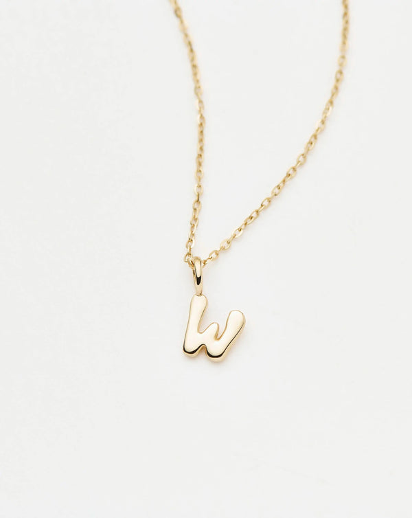 Missoma Fine Initial Mini Pendant Necklace - W | 14ct Yellow Gold Necklace