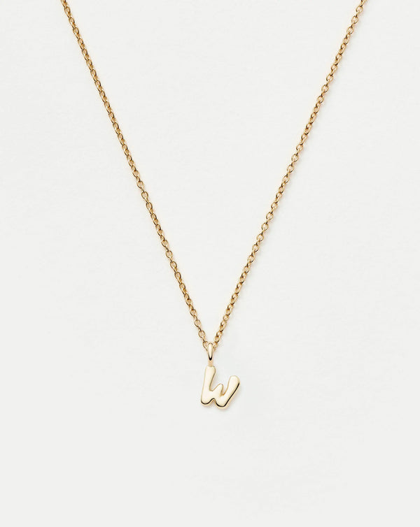 missoma Fine Initial Mini Pendant Necklace - W | 14ct Yellow Gold Necklace