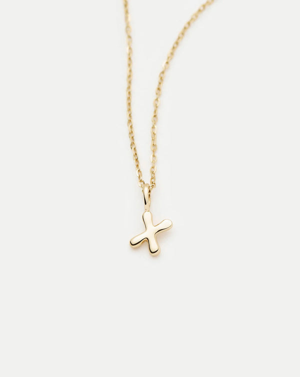 Missoma Fine Initial Mini Pendant Necklace - X | 14ct Yellow Gold Necklace