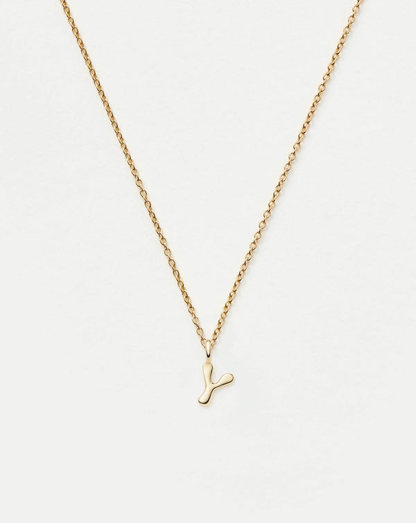 missoma Fine Initial Mini Pendant Necklace - Y | 14ct Yellow Gold Necklace