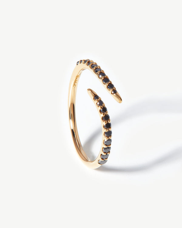 missoma Fine Open Claw Ring | 14ct Solid Gold/Black Diamond