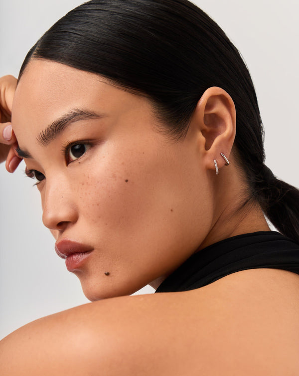 Missoma Fine Ovate Mini Hoop Earrings | 14ct Solid White Gold