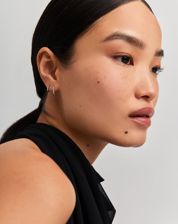 Missoma Fine Ovate Mini Hoop Earrings | 14ct Solid White Gold