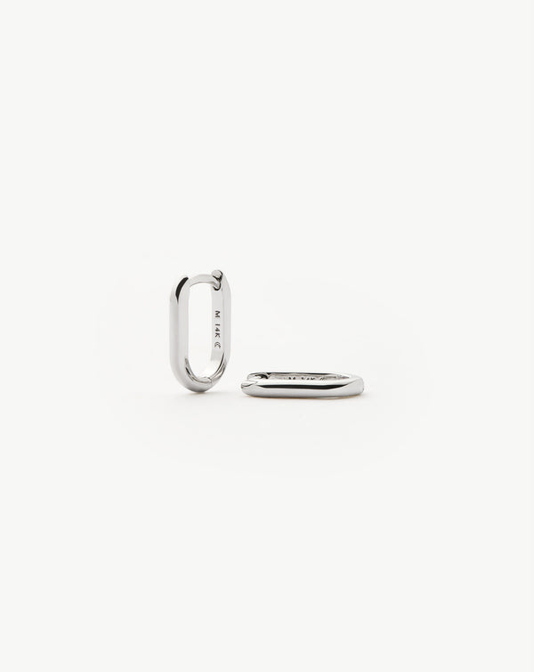 missoma Fine Ovate Mini Hoop Earrings | 14ct Solid White Gold