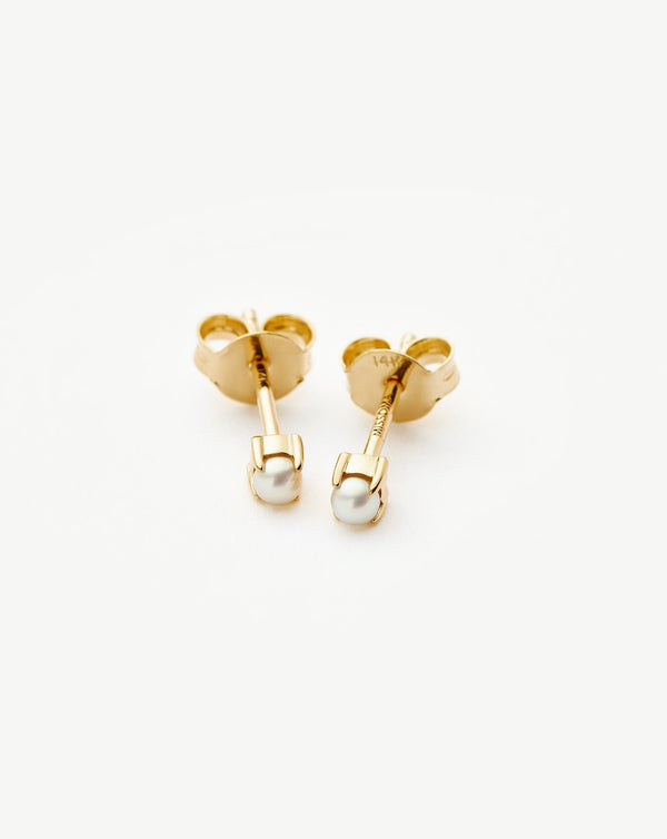 Missoma Fine Pearl Stud Earrings | 14ct Solid Gold/Pearl