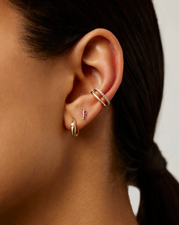 Missoma Fine Ruby Chilli Single Stud Earring | 14ct Solid Gold/Ruby