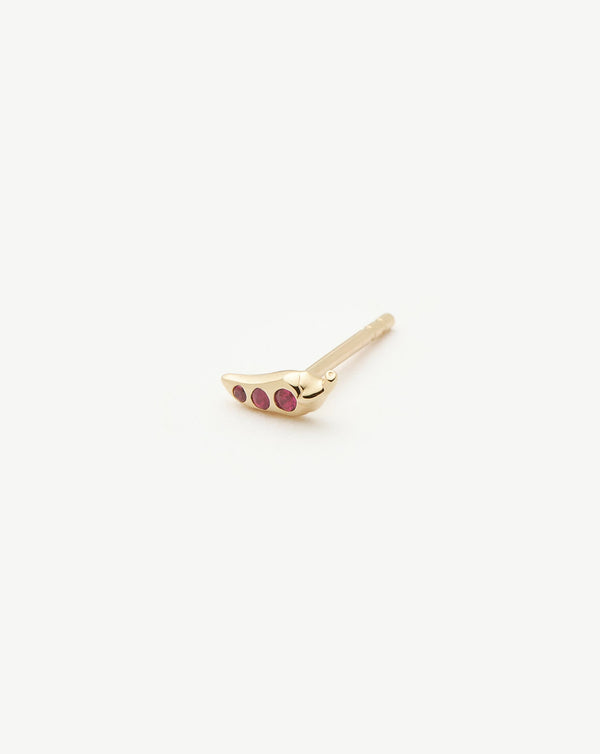 Missoma Fine Ruby Chilli Single Stud Earring | 14ct Solid Gold/Ruby