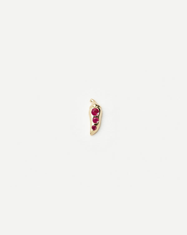 missoma Fine Ruby Chilli Single Stud Earring | 14ct Solid Gold/Ruby