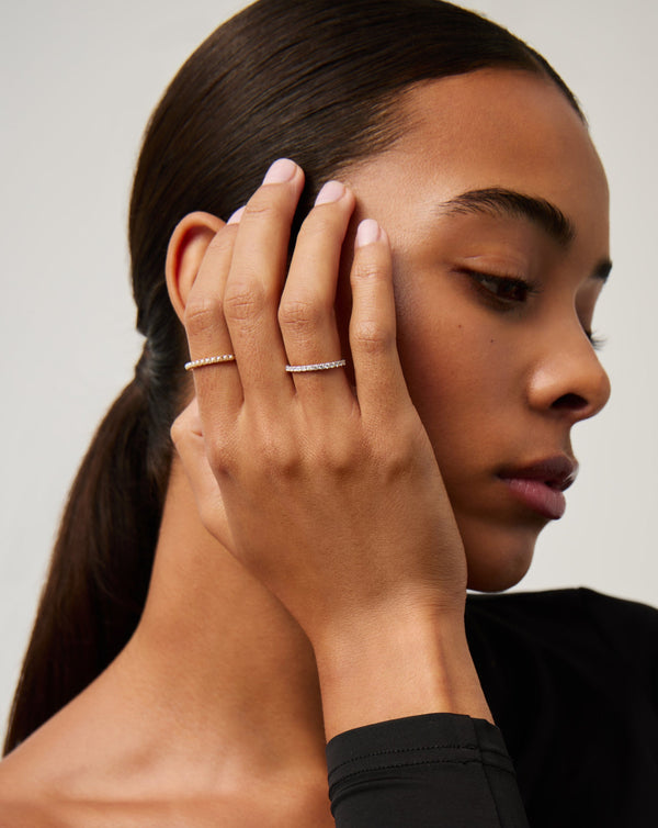 Missoma Fine Slim Half Eternity Ring | 14ct Solid Gold/Diamond