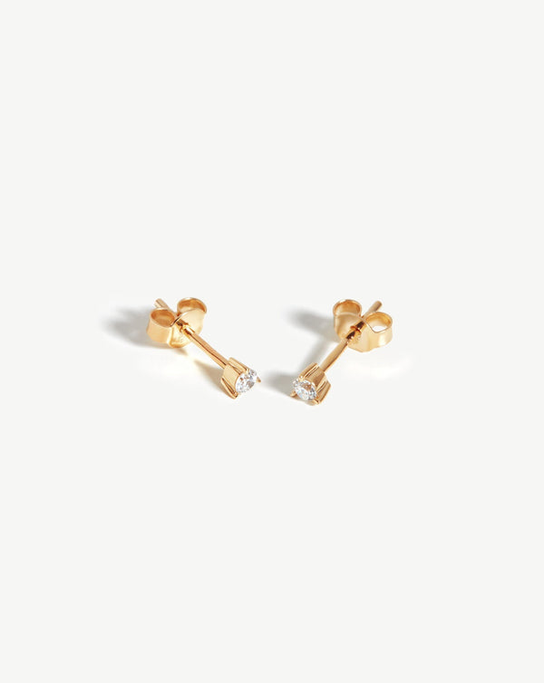 Missoma Fine Small Solitaire Diamond Stud Earrings | 14ct Solid Gold