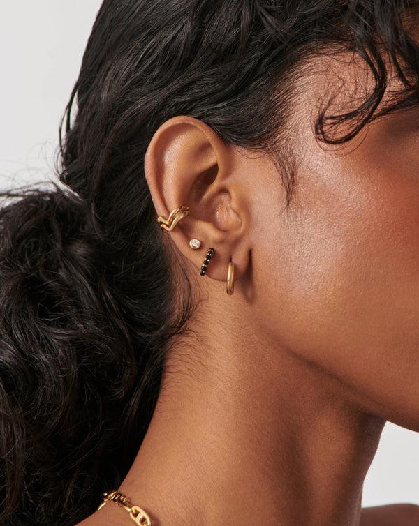 Missoma Gemstone Huggies | 18ct Gold Vermeil/Black Onyx