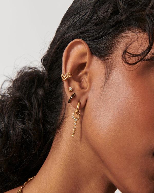 Missoma Gemstone Huggies | 18ct Gold Vermeil/Black Onyx