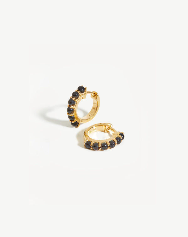 missoma Gemstone Huggies | 18ct Gold Vermeil/Black Onyx