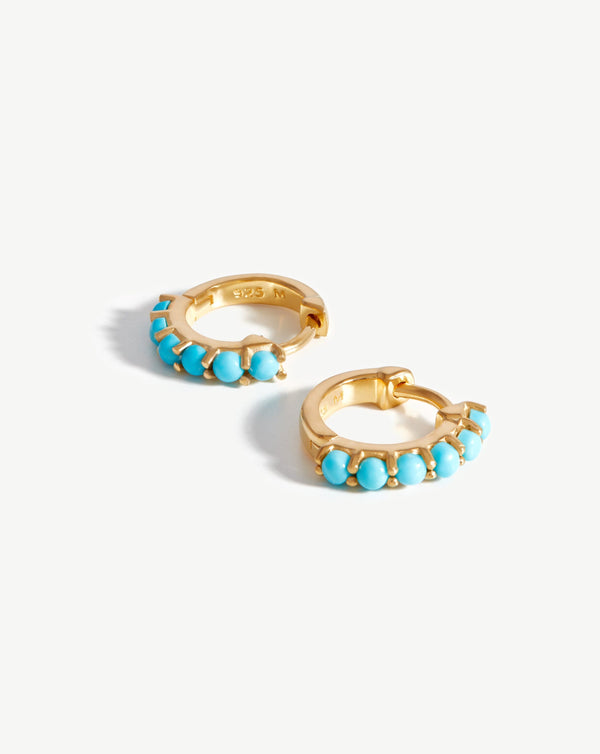 Missoma Gemstone Huggies | 18ct Gold Vermeil/Turquoise