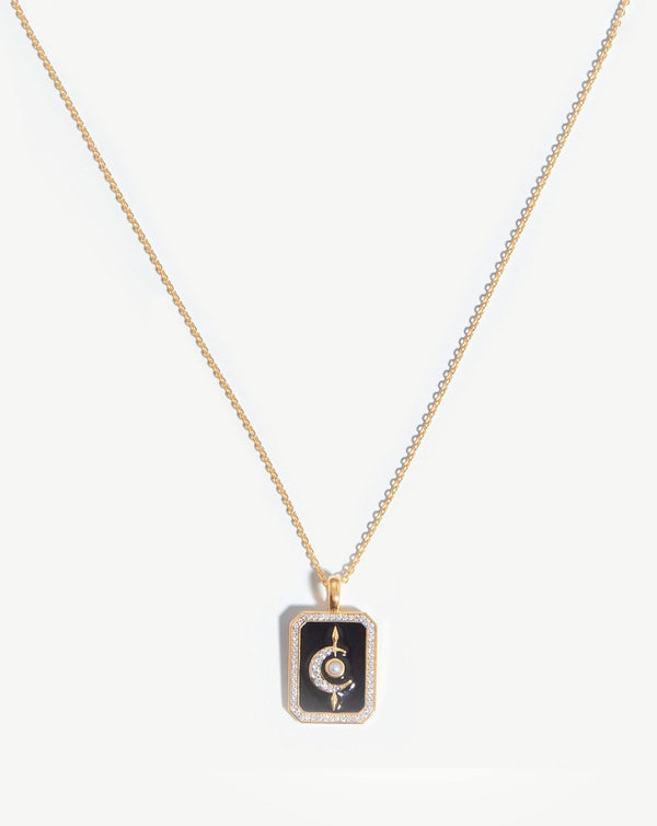 missoma Harris Reed 14ct Solid Gold Lunar Necklace | Pearl & Diamond