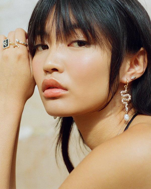 Missoma Harris Reed 14ct Solid Gold Serpent Drop Earrings UK