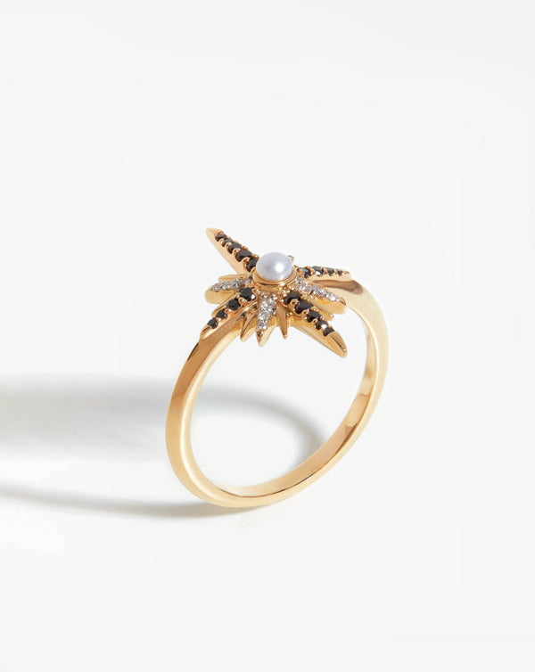 missoma Harris Reed 14ct Solid Gold Starlight Ring | Pearl & Diamond