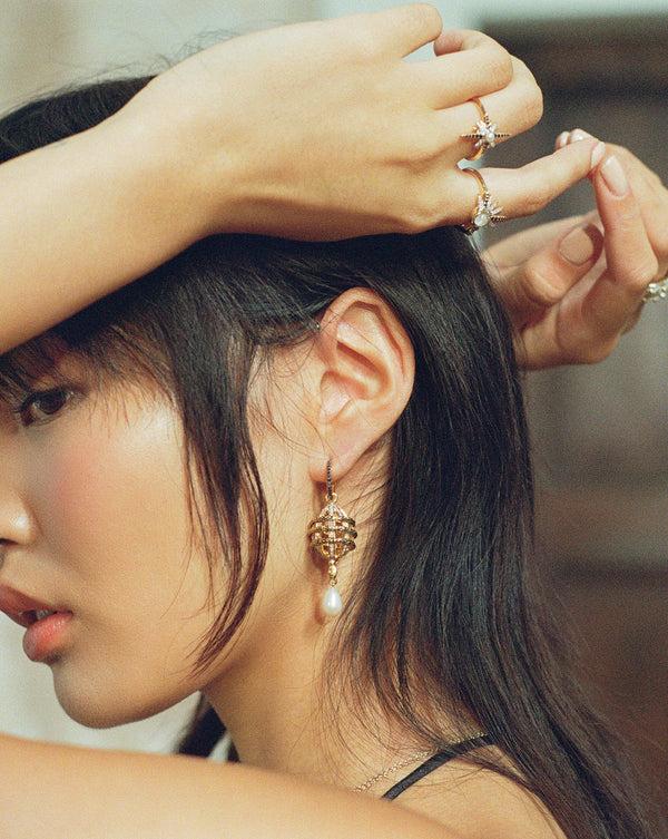 Missoma Harris Reed 14ct Solid Gold Uncaged Drop Earrings | Diamond