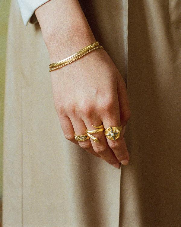 Missoma Harris Reed Coiled Serpent Ring | 18ct Gold Plated