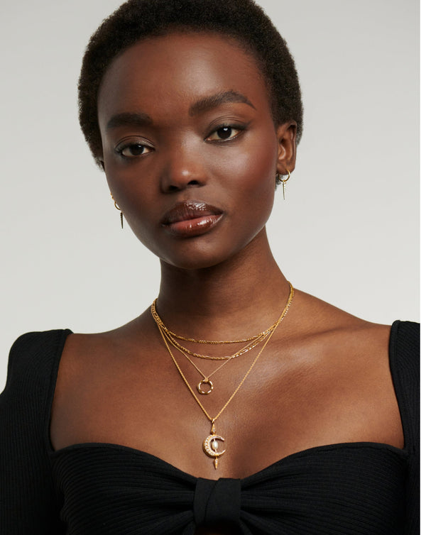 Missoma Harris Reed Crescent Moon Pearl Necklace | 18ct Gold Vermeil