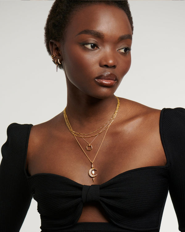 Missoma Harris Reed Crescent Moon Pearl Necklace | 18ct Gold Vermeil