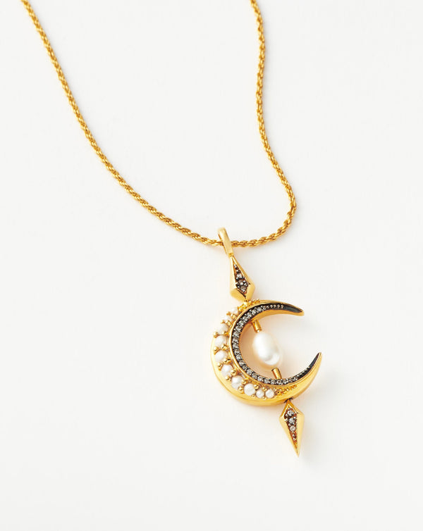 Missoma Harris Reed Crescent Moon Pearl Necklace | 18ct Gold Vermeil