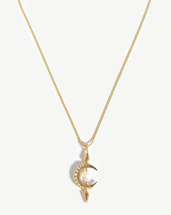 missoma Harris Reed Crescent Moon Pearl Necklace | 18ct Gold Vermeil