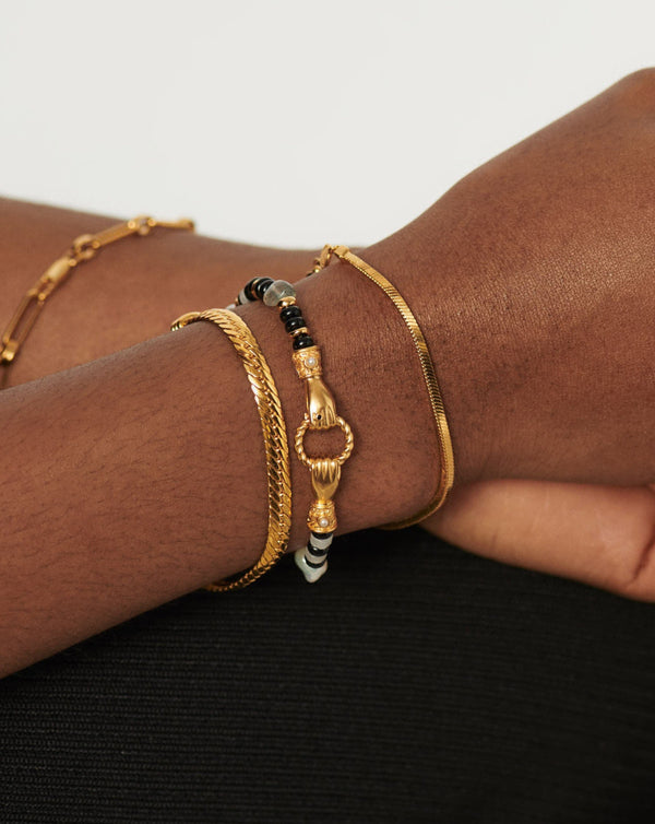 Missoma Harris Reed In Good Hands Beaded Gemstone Bracelet | Gold/Pearl