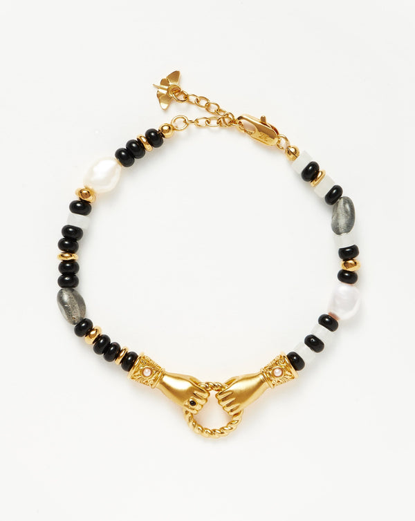 missoma Harris Reed In Good Hands Beaded Gemstone Bracelet | Gold/Pearl